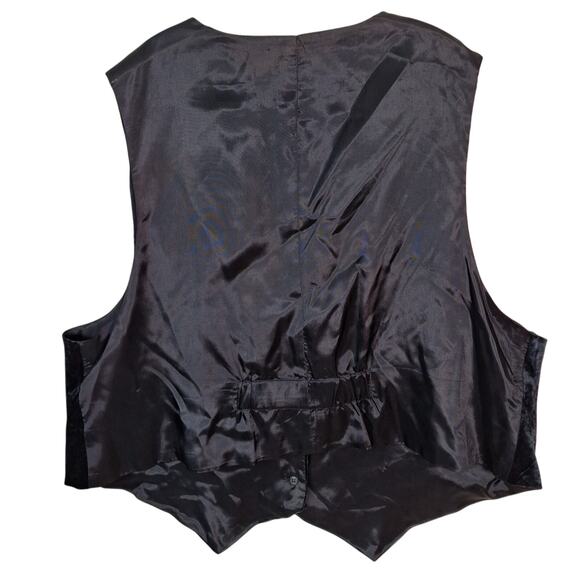 Vintage 90s Black Crushed Velvet Novelty Vest Grunge Goth Witchy Women Size 3X - Picture 5 of 6